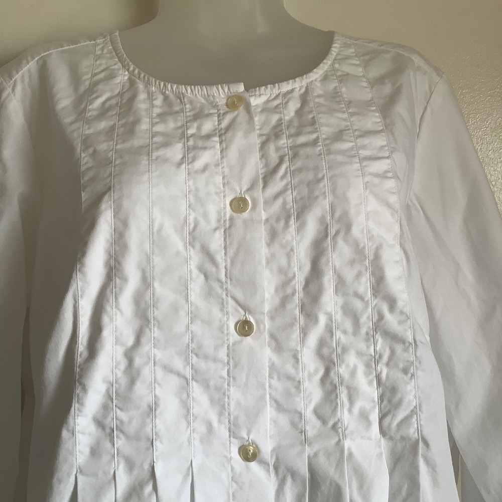 J. Jill Womens White 100% Cotton Pintuck Pleated Button Down Tunic Top 1X - Picture 2 of 12